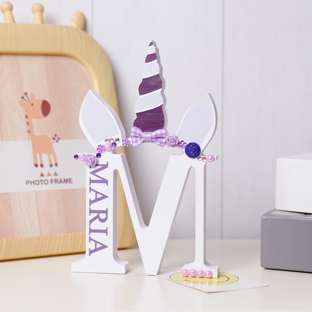 Personalized Wooden Unicorn Style Letter