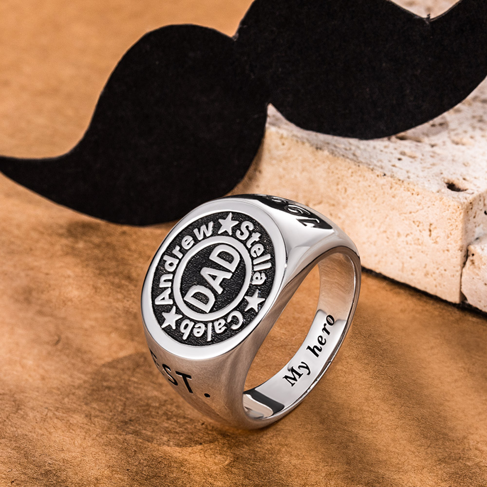 Signet Rings with Personalized Engraving Gift for Dad