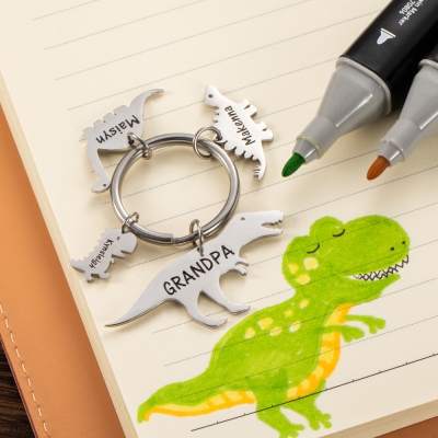 Personalisierte Dinosaurier Schlüsselbund Geschenk für Papa