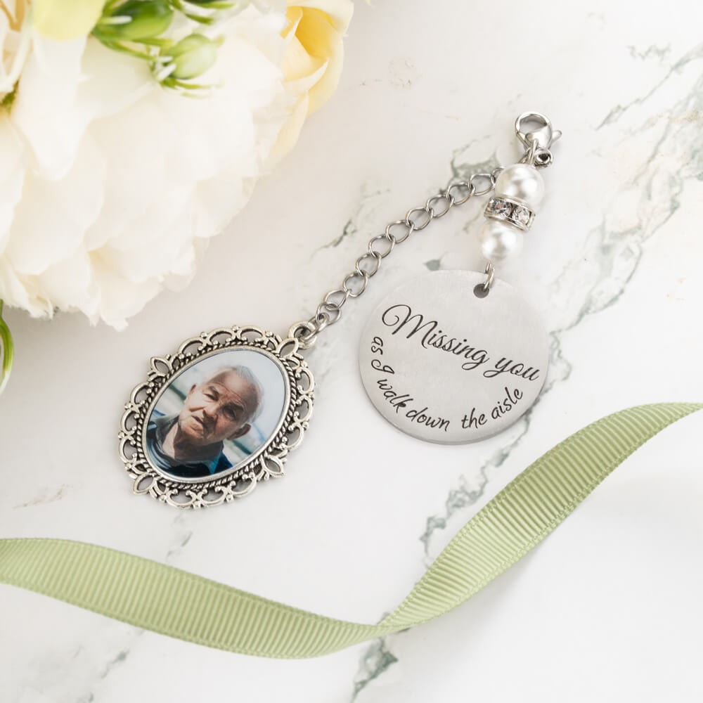 Customised Photo Charm for Bridal Memorial Bouquet