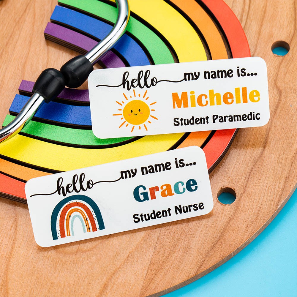 Personalized Name Badge With Rainbow