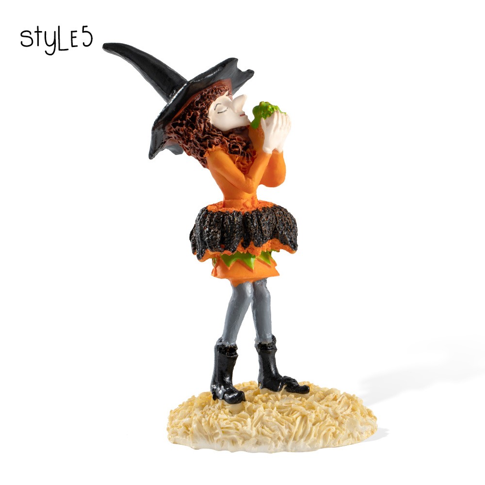 Halloween décoratif sorcière Statue résine citrouille élégante sorcière poupée Figure Sculpture ornements fête maison Halloween décor cadeaux