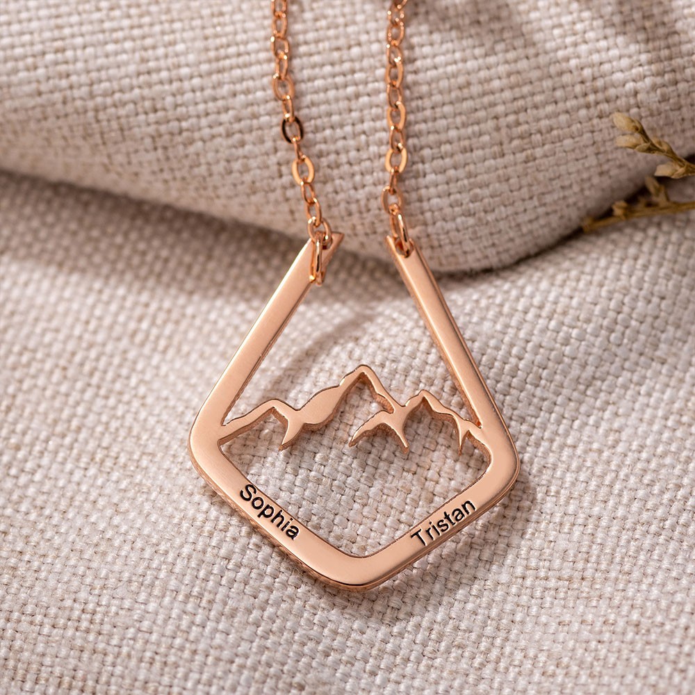 Dainty Ring Holder Necklace with Mountain Design, Custom Geometric Ring Keeper Simple Jewelry Gift for Her/Womens/Girls Mothers/Doctor/Nurse
