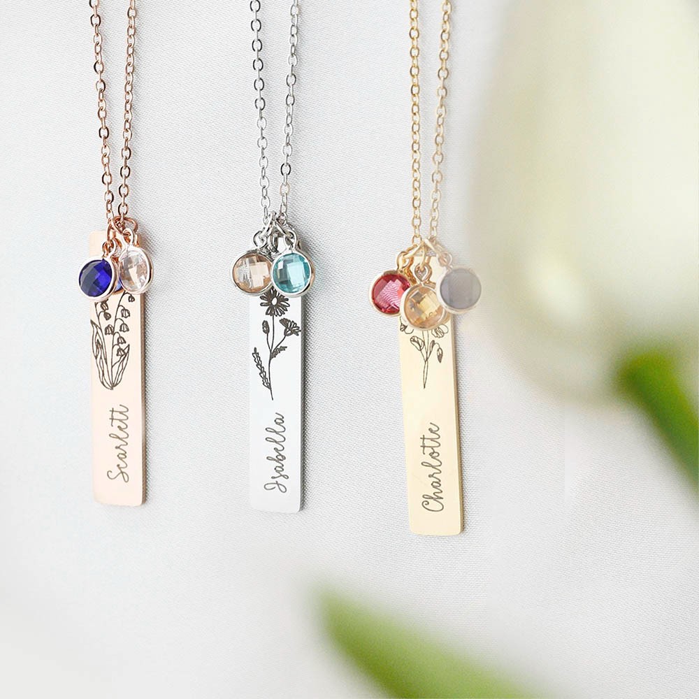 Birth Flower Necklaces with Name