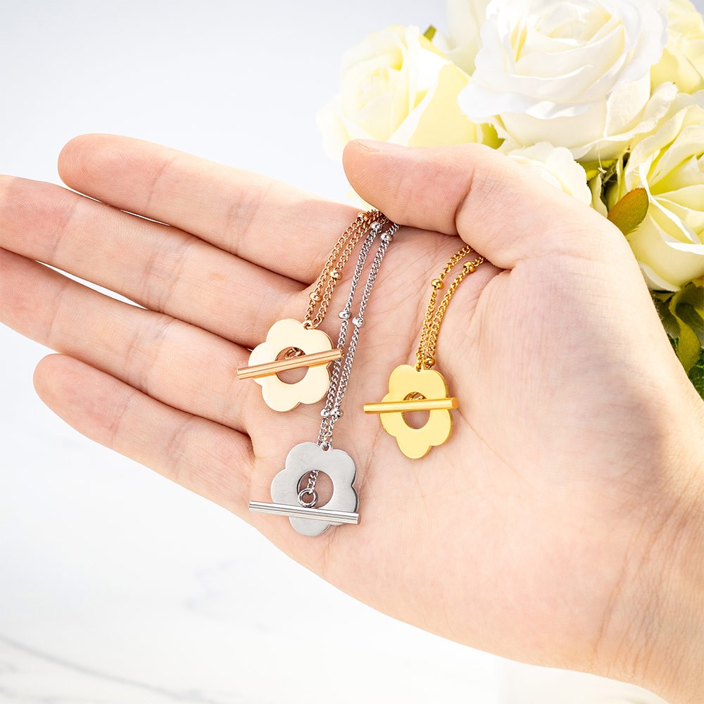 Bloom Bloom Necklace, Flower Necklace, Flower Toggle Clasps Necklace, Kpop Jewelry, Gift for Girl/Daughter/Girlfriend/THE BOYZ Fans