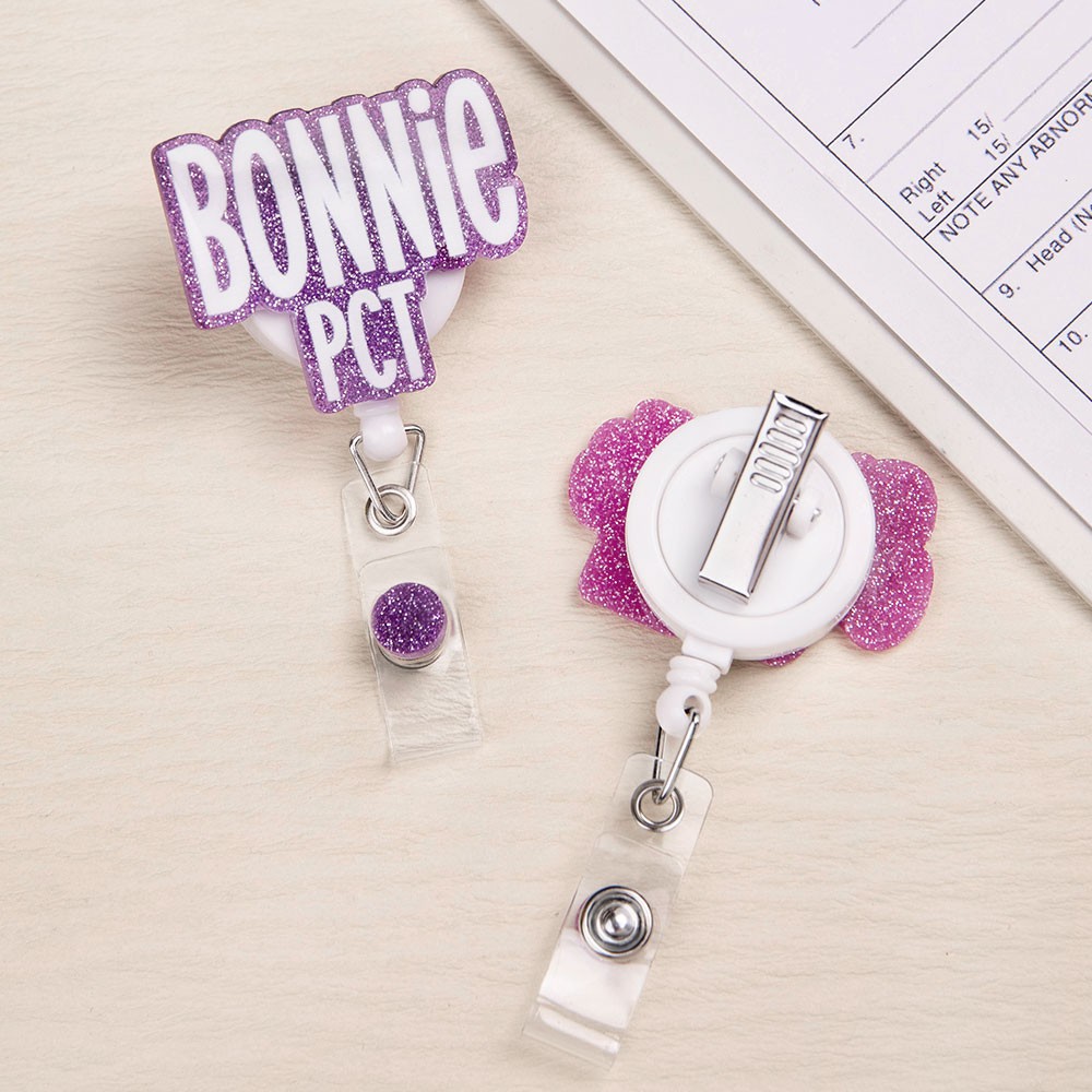 thumbnail image 2 of Future Nurse Glitter Badge Reel - Retractable ID Badge Holder For Nursing Students & Medical Staff 2 of 11