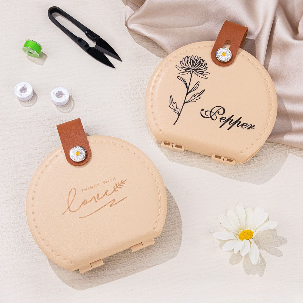 Custom Name Birth Flower Portable Sewing Kit Set