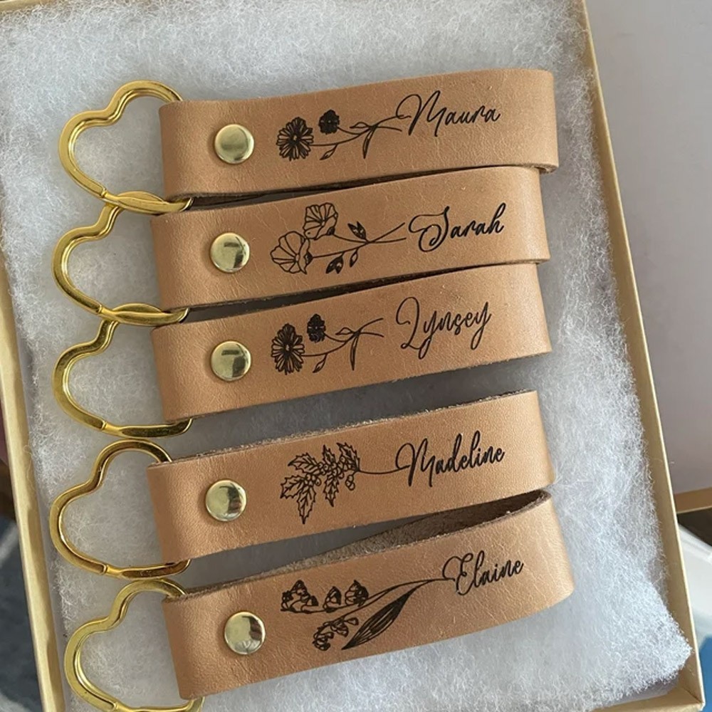 Custom Name Keychain Twenty Four Styles Birth Flowers - Temu