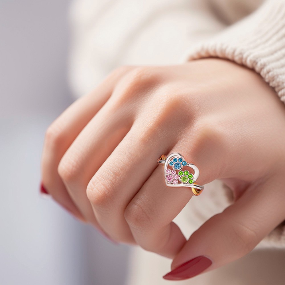 PRAYMOS Daumenring 925er Sterlingsilber - Mit Hunde & Pfotenabdruck Design