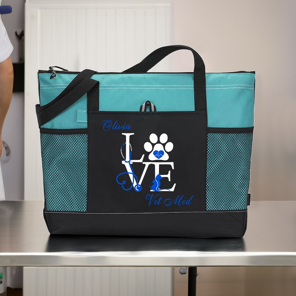Borsa tote personalizzata per tecnico veterinario, borsa tote per animali domestici personalizzabile per lavoro, regalo per la settimana della tecnologia veterinaria, borsa tote per cani, regali mamma cane per le donne