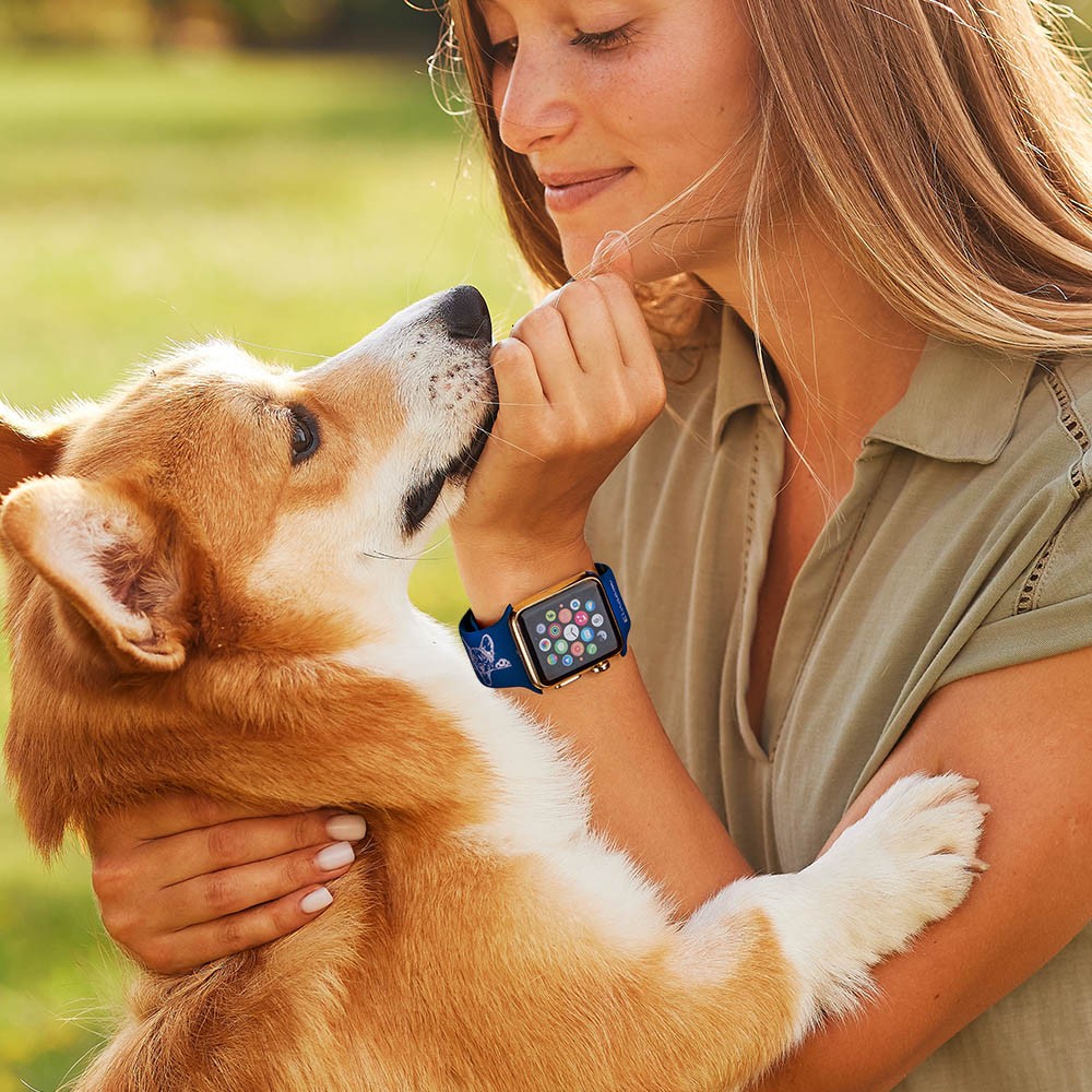 Bracelet de montre de race de chien gravé personnalisé pour Apple Watch, bracelet de montre en silicone personnalisé avec portrait de chien, cadeau pour papa/maman/amoureux des animaux de compagnie/famille/amis