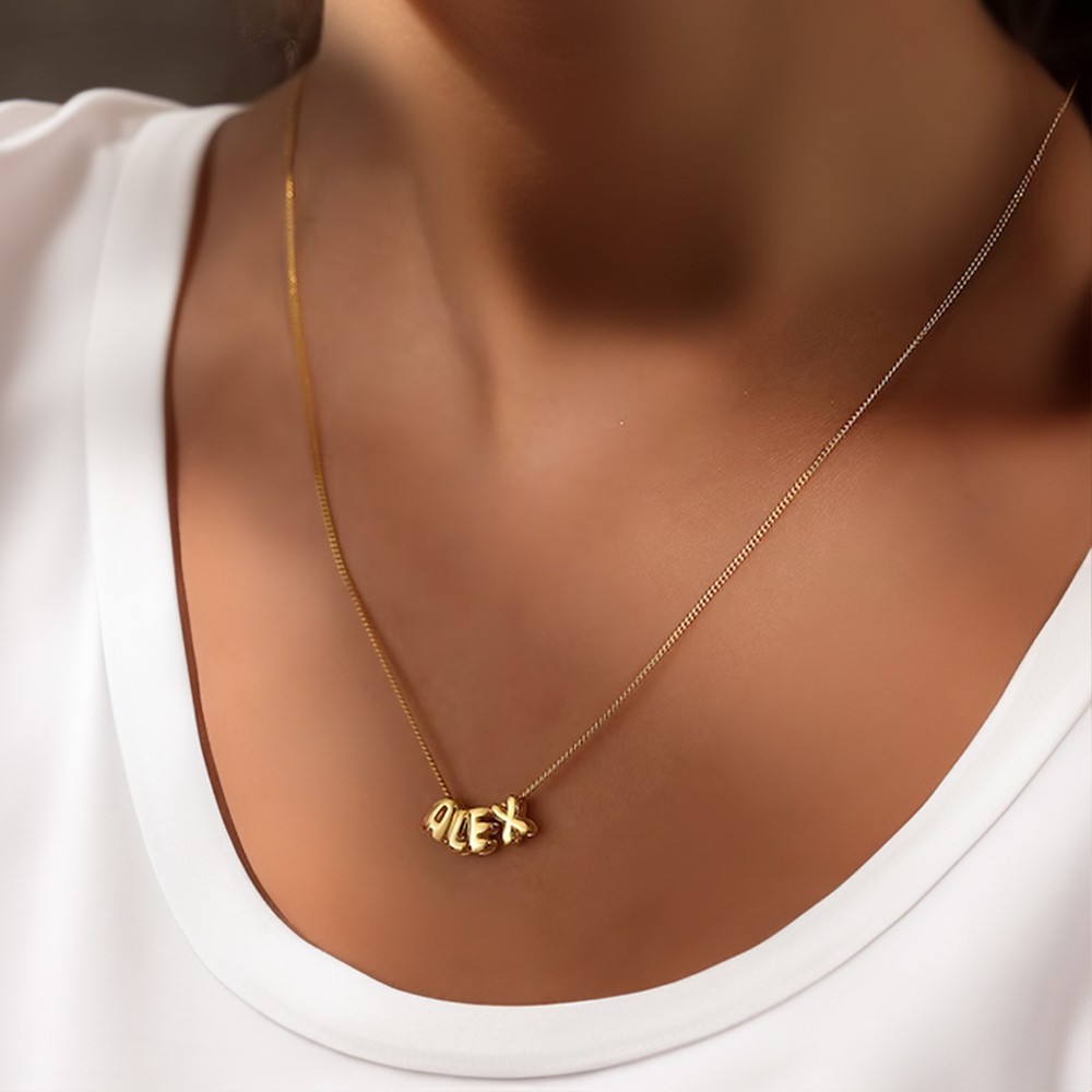 Collier Lettre Diamant Personnalisé Pour Femme Plaqué Or Blanc - Emir ICE
