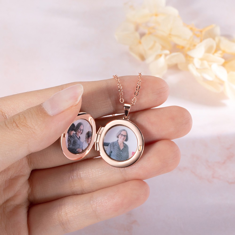Personalized Fingerprint Locket Necklace with Photo, Custom Engraved Necklace, Memorial Jewelry, Sympathy Gift, Bereavement Gift, Gift for Her/Family