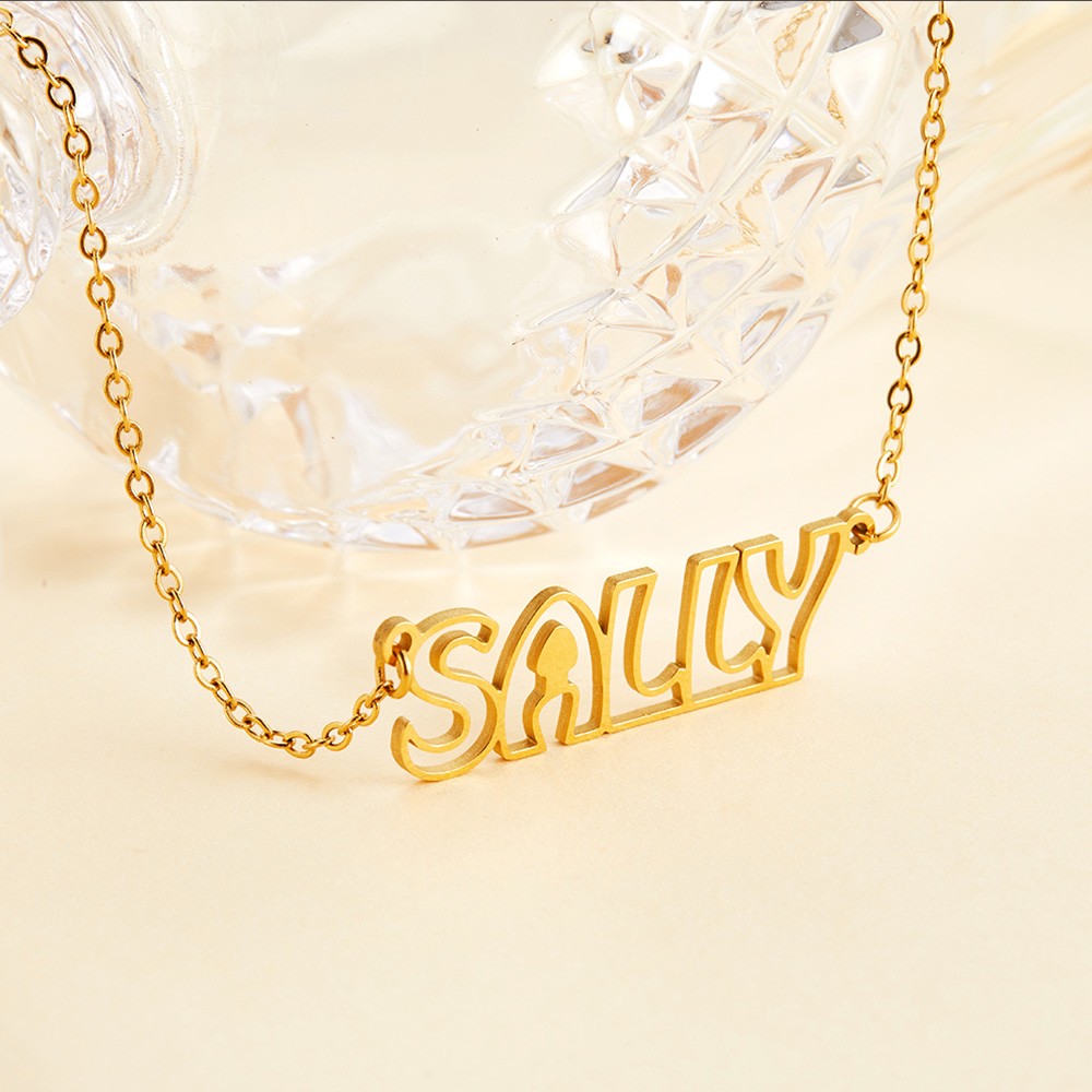 Collier de police creuse avec nom personnalisé, collier de lettre de nom personnalisé, collier en argent délicat, bijoux de nom, cadeau de Saint-Valentin/cadeau d'anniversaire pour elle