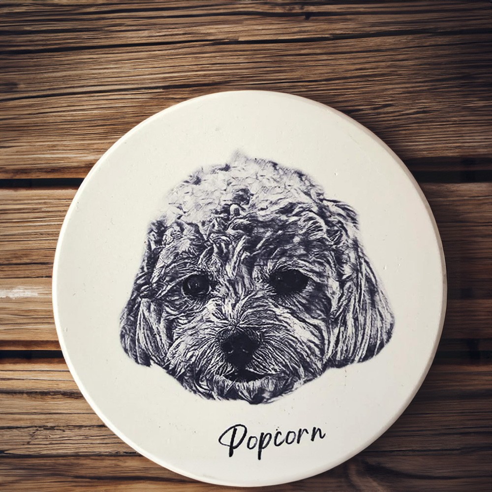 Pet Face and Name Coaster