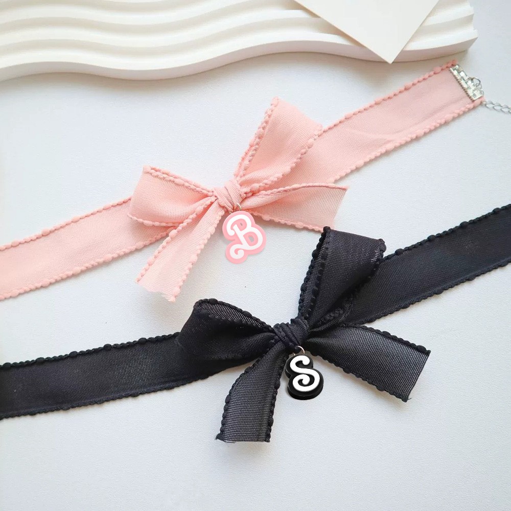 pink bow necklace