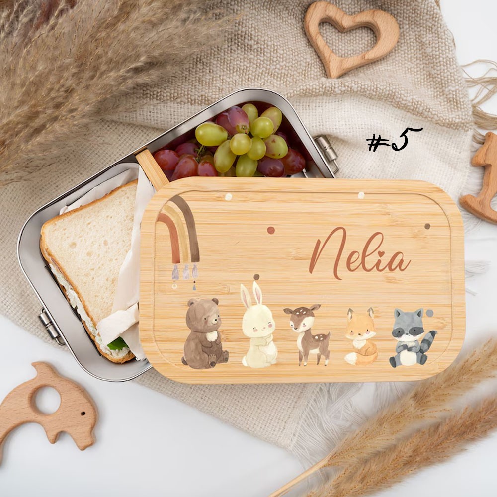 Personalized Lunch Box for Children, Stainless Steel Lunch Box with Name, Snack Box for Kids, Ideal for Kindergarten & School