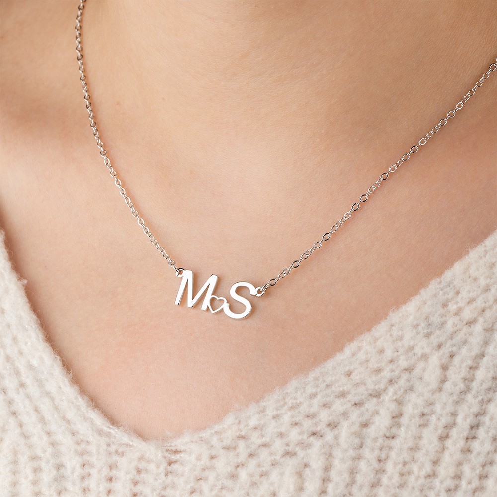 Personalized Dainty Double Initial Necklace with Tinny Heart, Couple  Necklace, Simple Necklace, Birthday Anniversary Valentine's Day Gift for Her