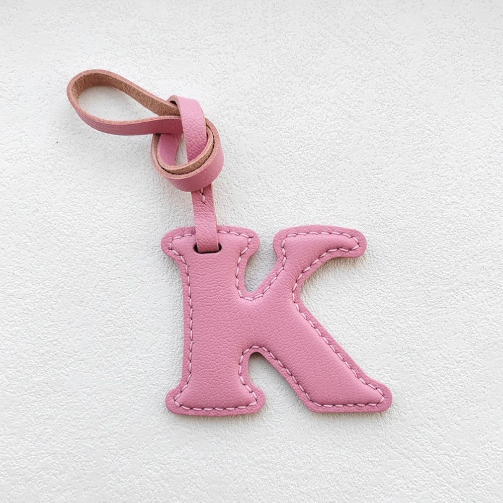 Personalized Letter Genuine Leather Bag Charm, Custom Initial Handmade Keychain, Purse Accessories, Unique Gifts for Her/Him