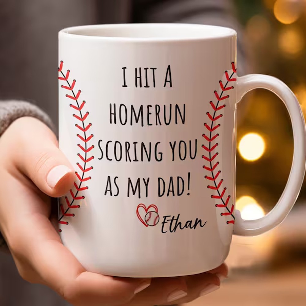 Custom Father's Day Baseball, Personalized Gift for Dad First Father's Day Gift, Custom Baseball Dad Mug, Gift for Dad