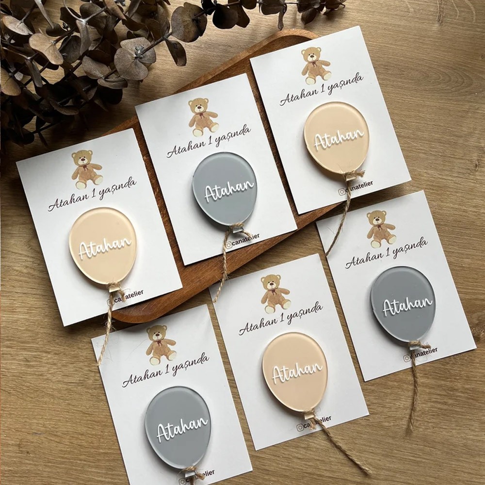 (Set of 5)Personalized Balloon Concept Magnet, Custom Fridge Magnet, Baby Gifts