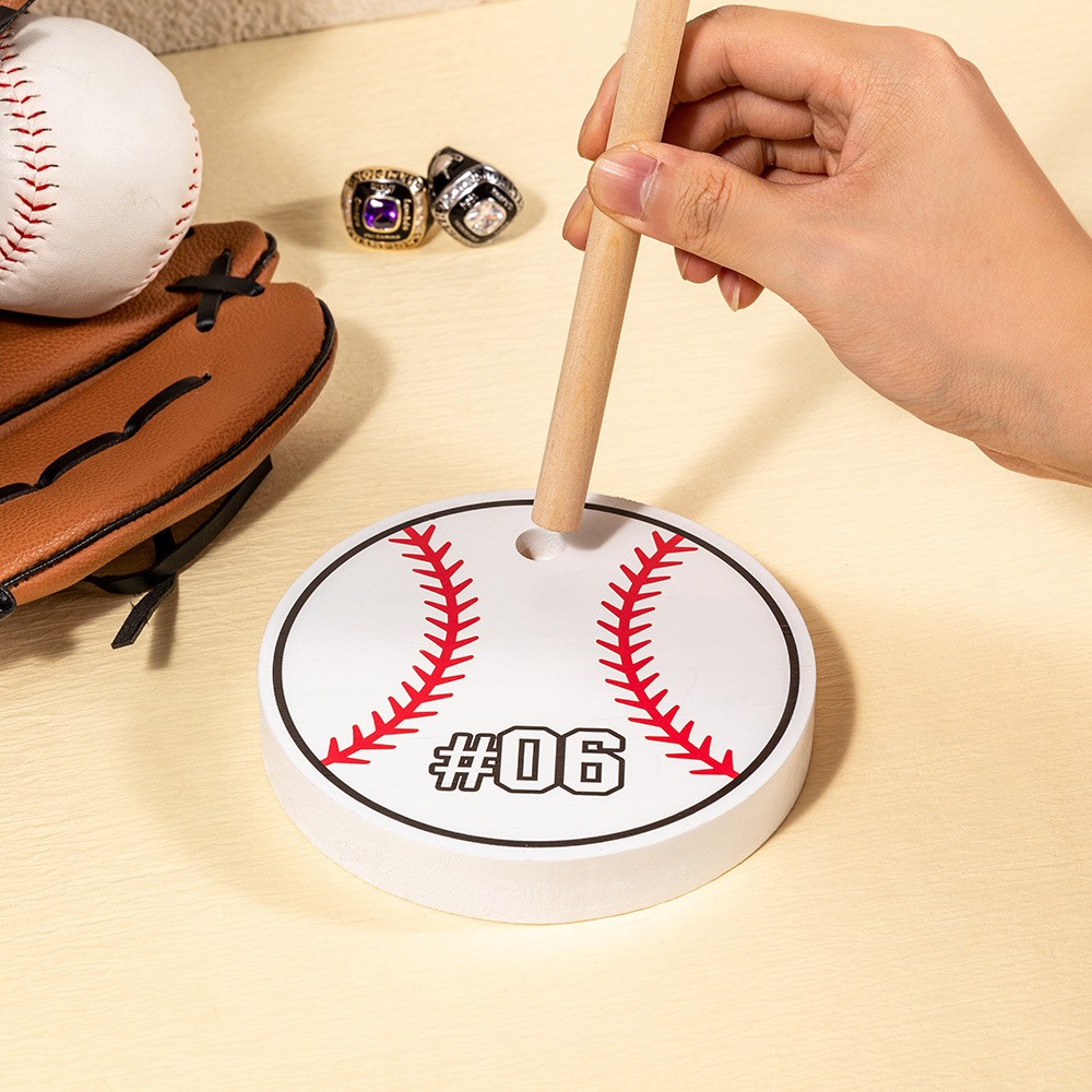 Wooden Homeplate Stacked Ring Holder