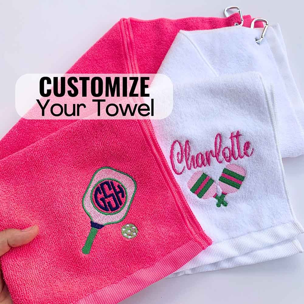 Personalized Embroidered Name Pickleball Sweat Towel with Grommet & Clip, Custom Initials Pickleball, Towel Gift for Pickleballer/Her