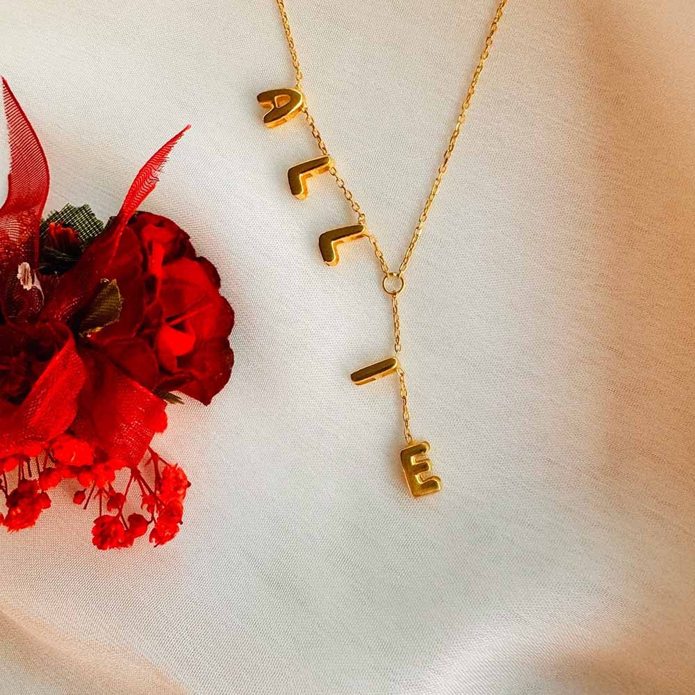 Personalized Initials Lariat Name Necklace, Bubble Letters Name Necklace, Lariat Y Name Necklace, Dainty Name Necklace, Bubble Letters Name Necklace