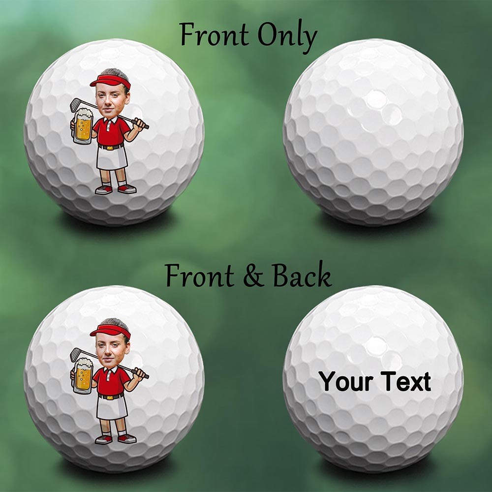 Custom Name & Photo Unique Golf Balls, Cartoon Golf Balls, Golf Gift, Gift for Golfer, Wedding Gift, Anniversary Gifts, Groomsmen Gift, Best Man Gift