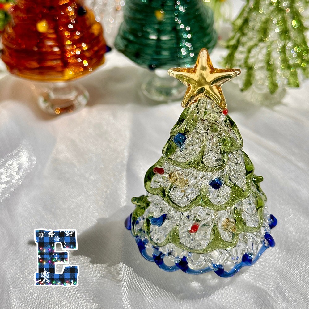 Handmade Glass Christmas Tree Statue, Green Glass Tree Decoration, Festive Christmas Tree, Christmas Sculpture Decoration, Christmas Gifts