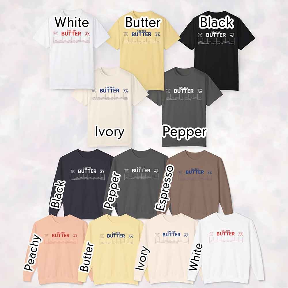 Personalized Name Salted Butter Sweatshirt, Custom Funny Baking T-Shirt, Family Recipe Mom Aesthetic Crewneck, Baker Foodie Gift, Comfort Colors