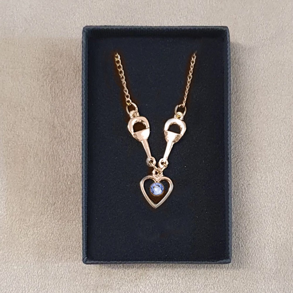 Personalized Birthstone Beautiful Snaffle Heart Necklace and Bracelet, Equestrian Gift, Comes Boxed