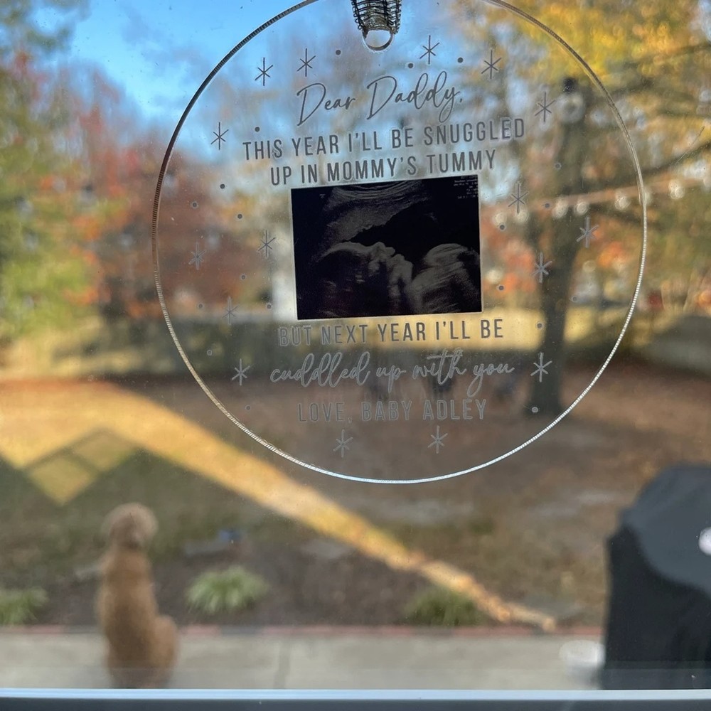 Custom I'll Be Snuggled Up In Mommy's Tummy Ornament, Sonogram Ultrasound Christmas Ornament, Expecting Dad or Family Gift for Mother-to-be, New Dad Gift From The Bump