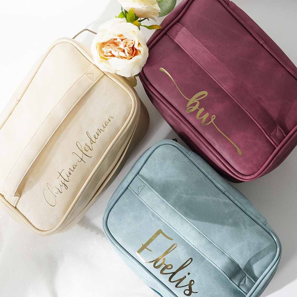 Personalized Makeup Bag, Cosmetic Bag, Makeup Pouch, Bridesmaid Proposal Gift, Bachelorette Party Favor, Leather Pouch, Holiday Gift, Travel Pouch