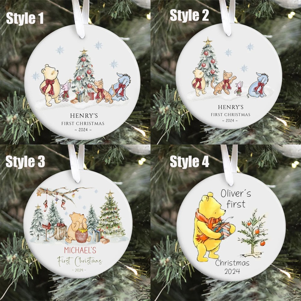 Personalized Pooh Ornament, Custom First Christmas Ornament, Personalized Name Christmas Ornament Winnie the Pooh Baby Shower Gift Baby Gift