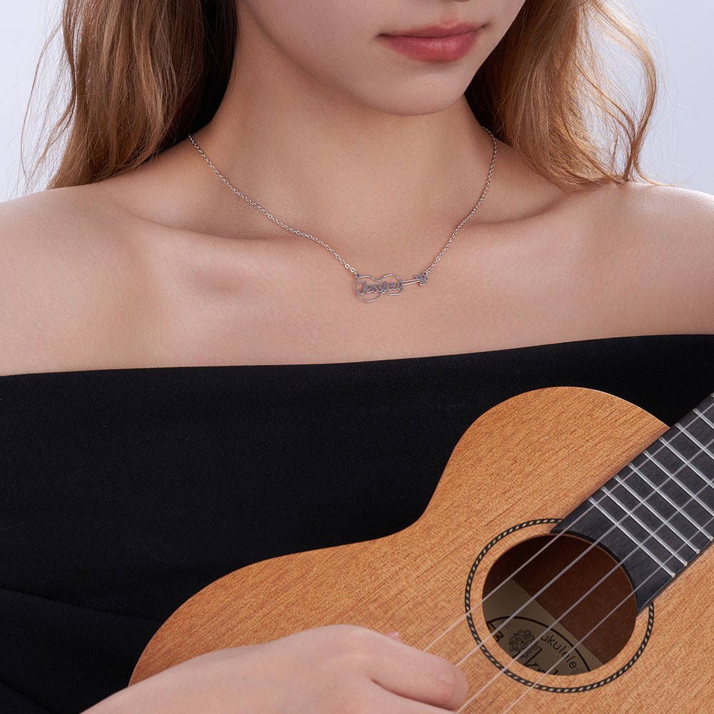 Personalized Violin Necklace, Violin Name Necklace, Gift for Music Lover, Gift for Her, Instrument Charms, Silver Violin Necklace, Gift for Her