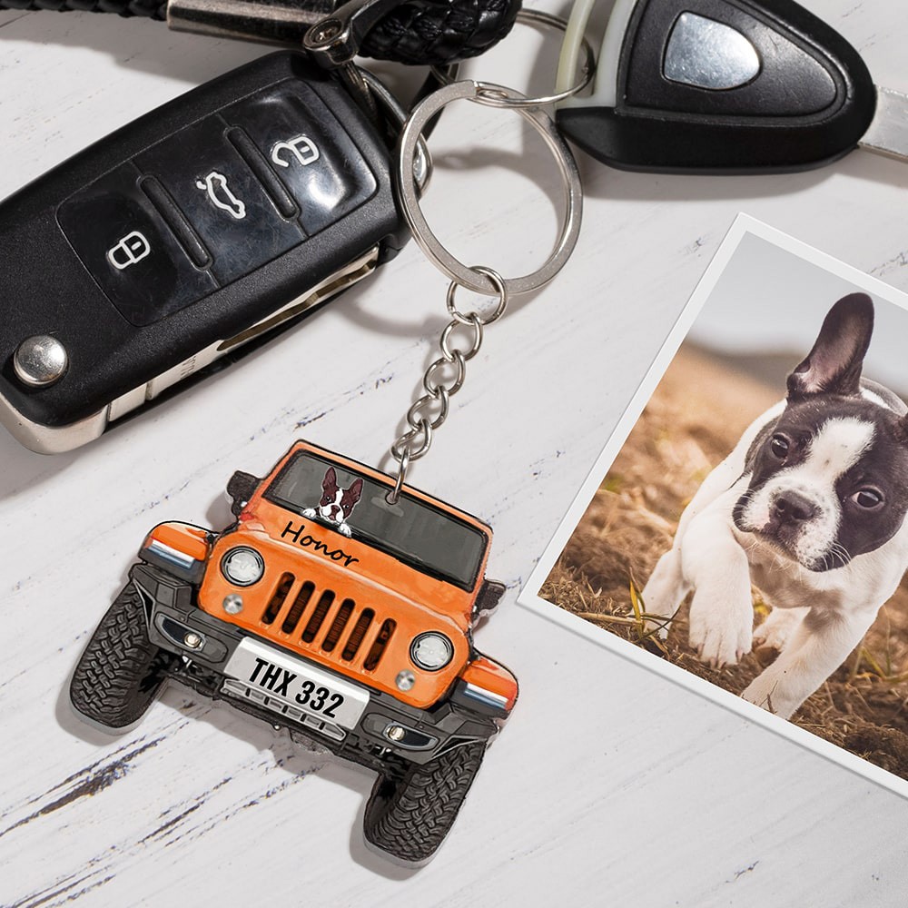 Personalized Jeep Dog Keychain