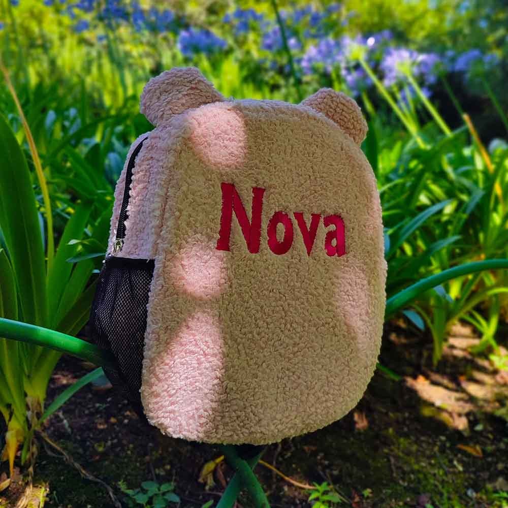 Toddler Girl Gift Idea, Personalized Child Bag, Birthday Gift for Kids, Monogram Preschool Backpack, Embroidered Teddy Bear Small Backpack