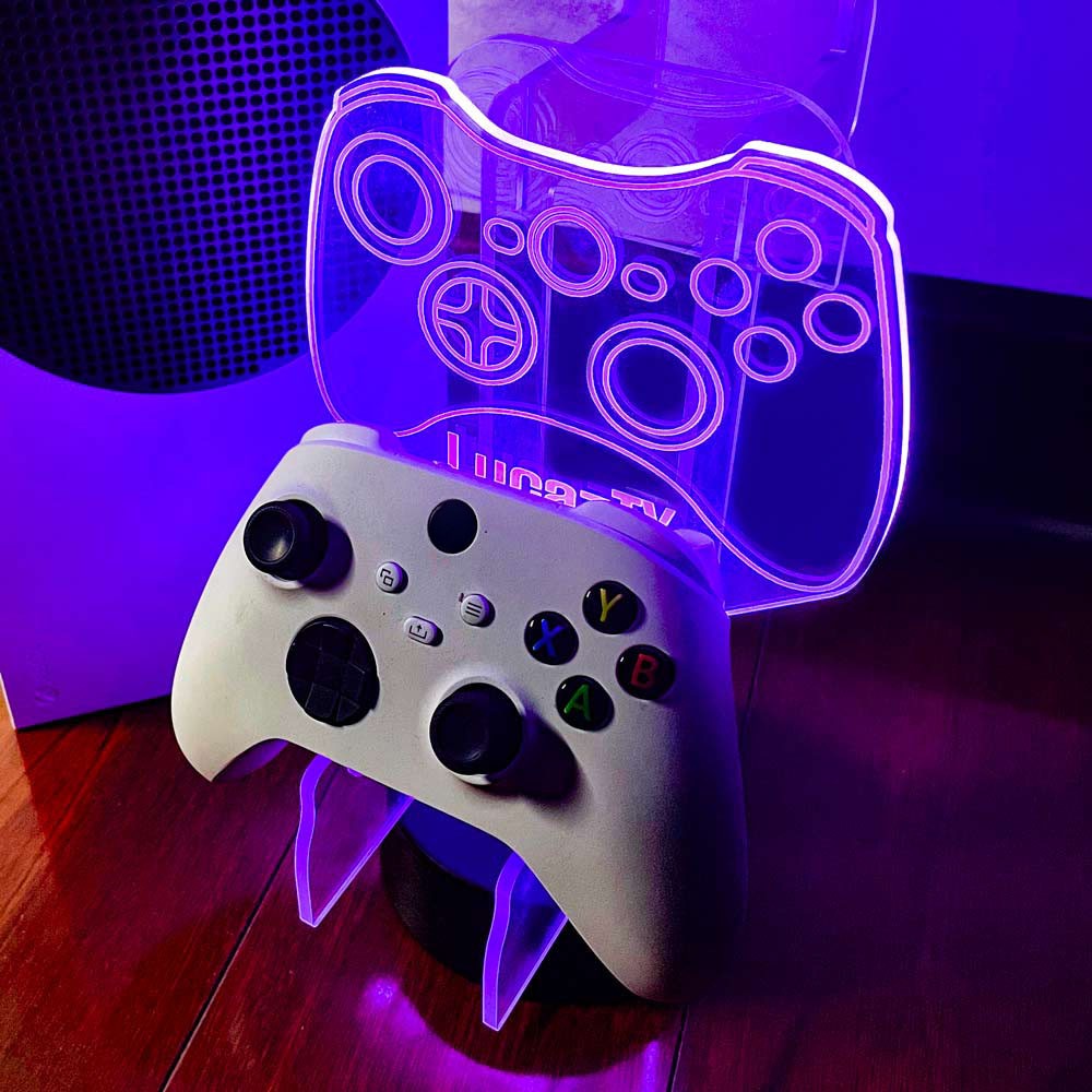 Customized PS5 / PS4 / Series X S / One / Switch Controller and Headset Gaming Station Neon Light Base