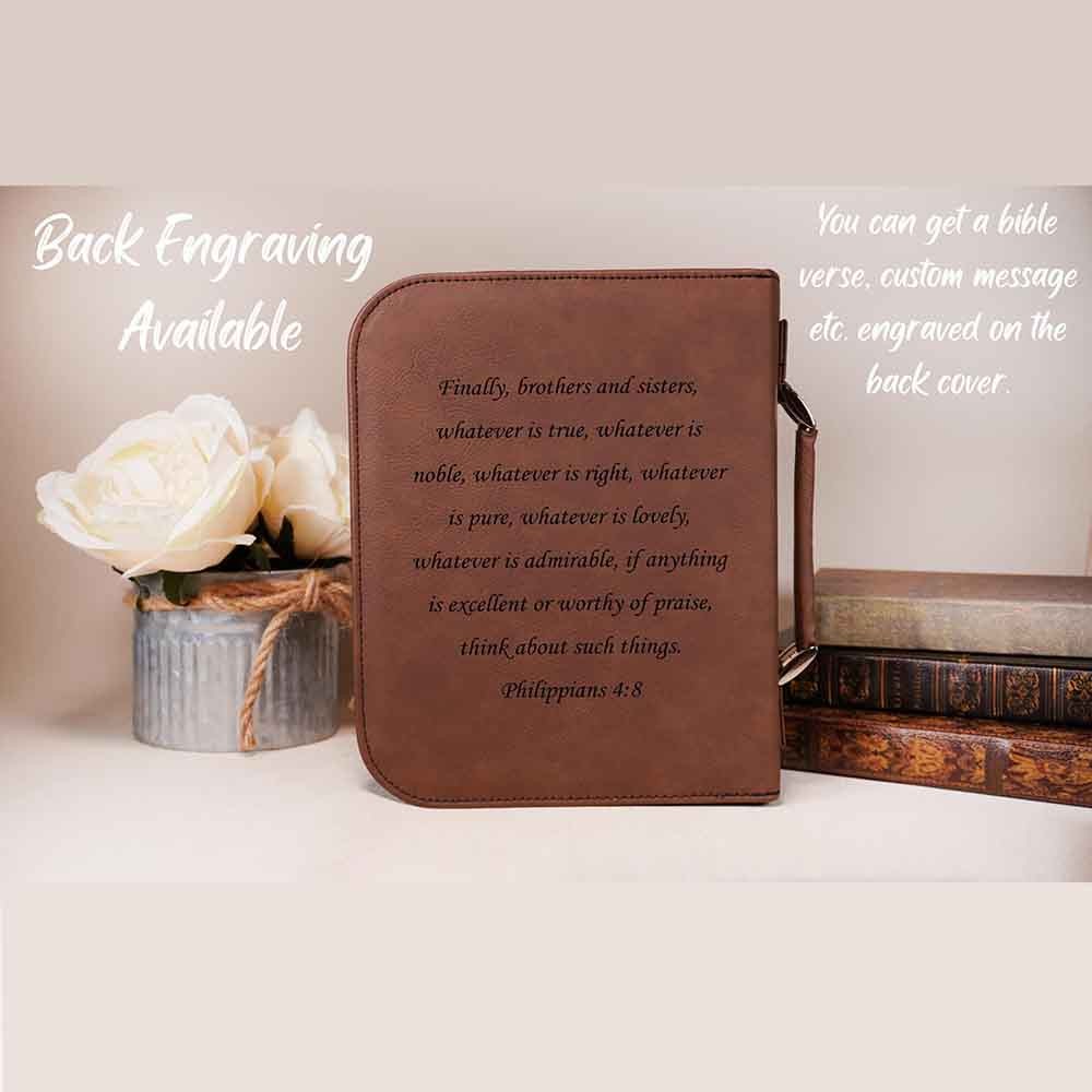Custom Bible Case, Personalized Leather Bible Cover, Named Large Book Cover, Customized Gift for Her, Bible Bag for Women, Christmas Gift