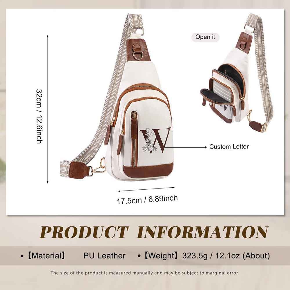 Personalized Leather Shoulder Bag for Women, Custom Letter Crossbody Bag, Vacation Essentials Leather Backpack, Travel Backpack, Trendy Sling Bag for Her