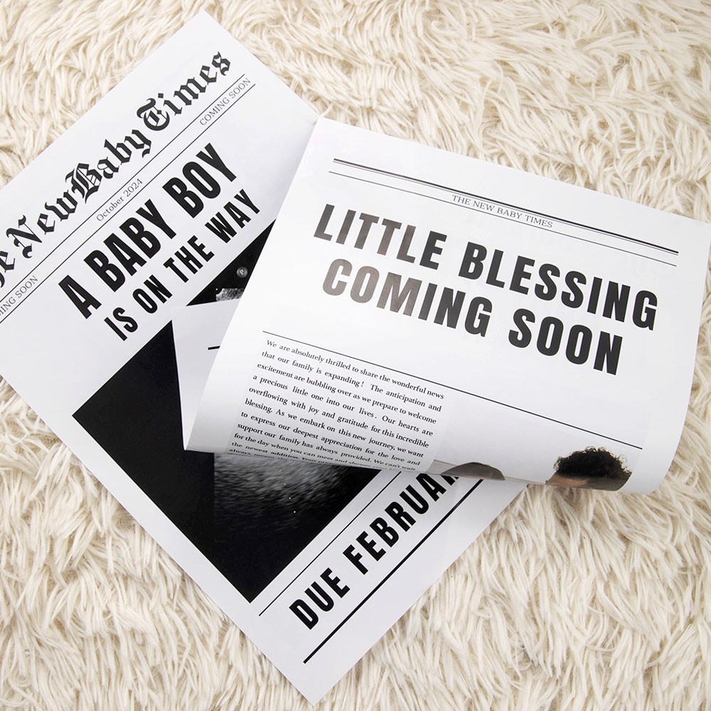 New Baby Announcement Newspaper, Baby On the Way Pregnancy Reveal, Large Custom Newspaper Template for Baby Shower