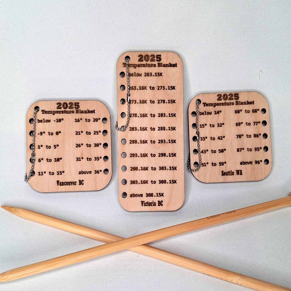 Custom City Name Temperature Blanket Chart, Wood Crochet Knitting Color Key, Color Card for Temperature Blanket, Celsius Fahrenheit Kelvin