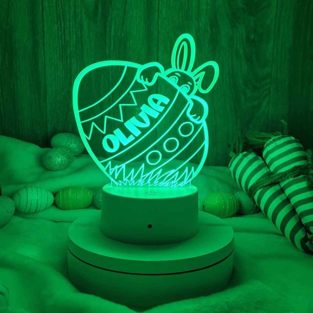 Personalized Easter Egg Night Light, Easter Bunny Egg Basket Stuffer, Easter LED Bedroom Decor, Kids Room Decor Night Light