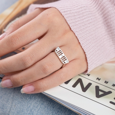 Personalized Jeep Birthstone Ring