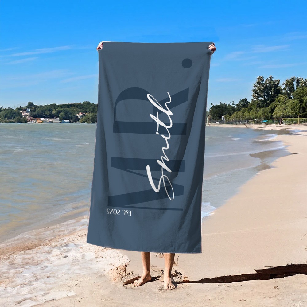 Custom Couple Beach Towel, Personalized Mr. And Mrs. Beach Towels, Honeymoon Present For Newlywed, Bridal Shower Gift,couple Or Single Towel