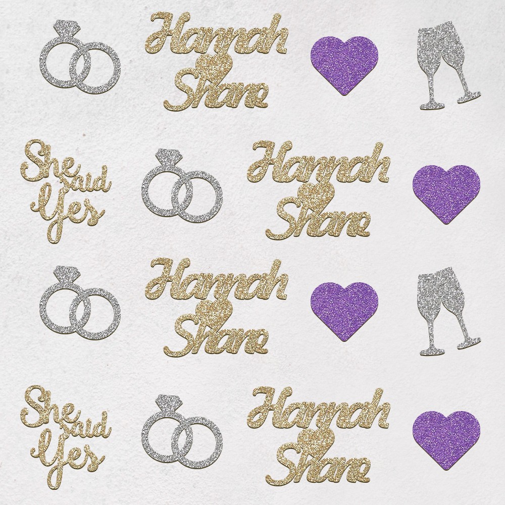 Personalized Wedding Glitter Confetti, Customized Bride and Groom Names, Ring Confetti, Wedding Party Decorations, Wedding Gifts