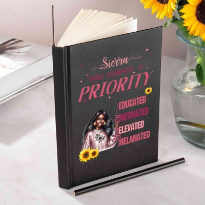 Make Yourself A Priority Notebook, Personalized Black Women's Notebook, Custom African American Women's Journal, Women's Confidence Journal, with Free Pencil