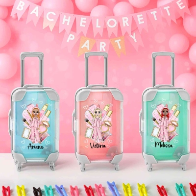 Personalized Pajama Makeup Girls Mini Makeup Storage Box, Custom Mini Luggage Box, Party Gift, Bridesmaid Gift