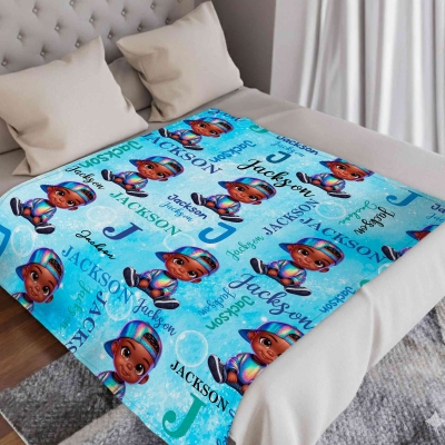 Personalized Black Children's Blanket, Colorful Unicorn Blanket, African American Birthday Gift, Back to School Gift, Christmas Gift for Kids